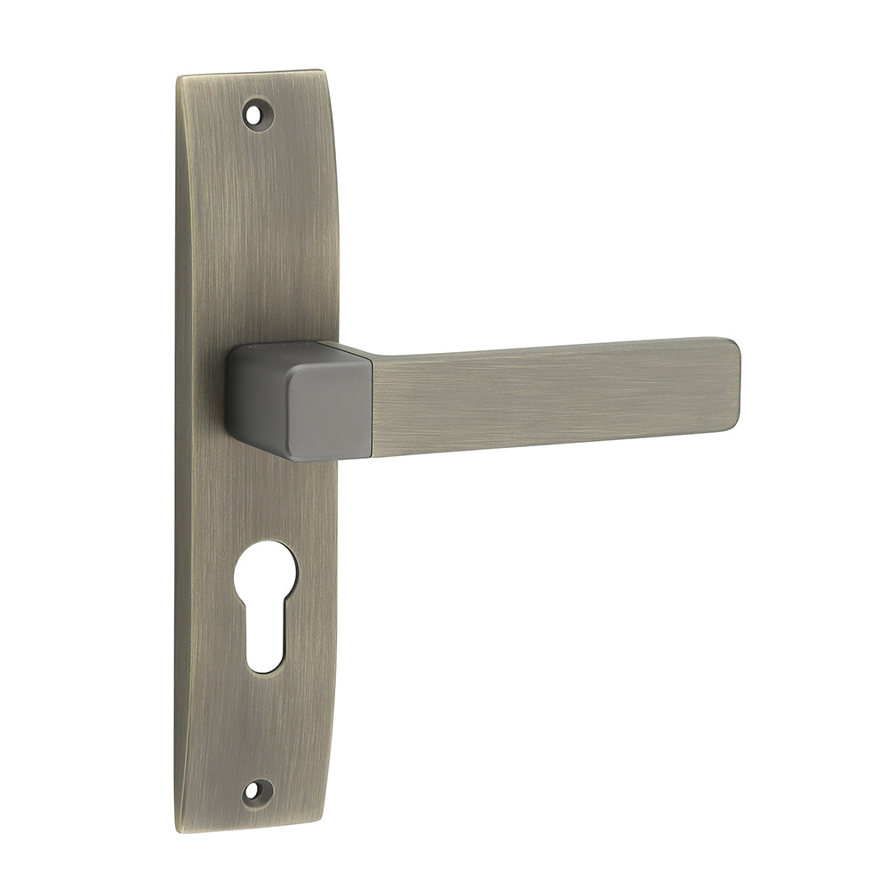 IPSA Ink Iris Handle Series on 8" Plate CYS Lockset with 60mm Coin and Knob - Matte Antique Finish MAB